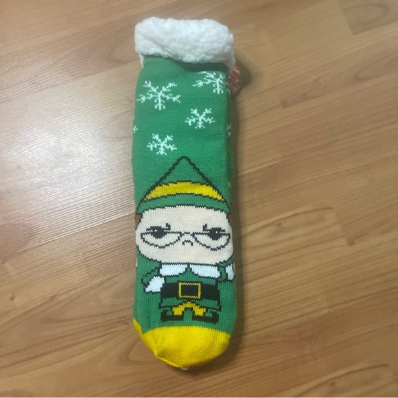 Buddy & Papa Elf Faux Sherpa Lined Soft Non-Slip Green Women's Slipper Socks NWT - Picture 2 of 4